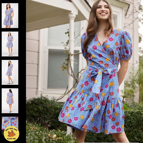 Princess Highway 100% Organic Cotton Whimsey Floral Abby Wrap Dress Size 8 - Picture 1 of 10